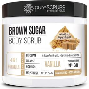 img 4 attached to 🍯 pureSCRUBS Premium Organic Brown Sugar VANILLA FACE & BODY SCRUB Set - Large 16oz, Infused With Organic Essential Oils & Nutrients | Including Wooden Spoon, Loofah & Mini Exfoliating Bar Soap