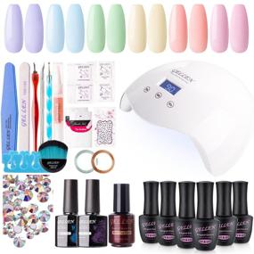 img 4 attached to 💅 Gellen Gel Nail Polish Kit with UV Light Nail Dryer: 6 Summer Colors, No Wipe Top Coat, Nail Art Decorations & Manicure Tools - All-In-One Manicure Kit