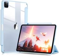 📱 ghinl ipad pro 11 inch case 2021/2020 | lightweight transparent smart stand cover with pencil holder and wireless charging | light blue logo