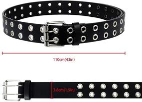 img 2 attached to BKpearl 2 Pack Double Grommet Belt: Stylish PU Leather Punk Belt for Women & Men, Medium Size