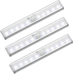 img 4 attached to 🔦 OxyLED Motion Sensor Closet Lights,Set of 3 - Cordless Under Cabinet Lighting, Wireless Stick-on Battery Operated 10 LED Night Light with Motion Sensor, Perfectly Safe for Cabinet Wardrobe Stairs