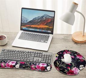 img 1 attached to 🖥️ Hiyong Memory Foam Mouse Pad and Keyboard Wrist Rest Set - Typing Comfort, Pain Relief, and Gaming Support for Laptop, Desktop, and Office Use