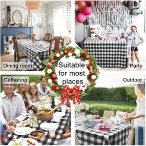 img 3 attached to Hiasan Gingham Tablecloth: 60x120 Inch - Stain Resistant, Spillproof & Washable - Perfect for Outdoor Picnics, Kitchen & Holiday Dinners - Black and White Checkered