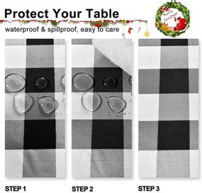 img 2 attached to Hiasan Gingham Tablecloth: 60x120 Inch - Stain Resistant, Spillproof & Washable - Perfect for Outdoor Picnics, Kitchen & Holiday Dinners - Black and White Checkered