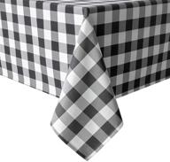 hiasan gingham tablecloth: 60x120 inch - stain resistant, spillproof & washable - perfect for outdoor picnics, kitchen & holiday dinners - black and white checkered logo