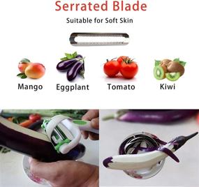 img 1 attached to 🔪 3-in-1 Stainless Steel Vegetable and Fruit Peeler with Swivel Blades, Julienne Peeler, Potato Slicer, Non-Slip Handle, 3 Blades - Ideal for Carrots, Cucumbers, Mangos, Oranges, Apples, Pears and Kitchen Applications.