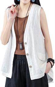 img 2 attached to SCOFEEL Womens Button Sleeveless Blazer Women's Clothing