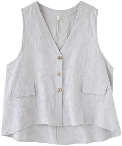 img 1 attached to SCOFEEL Womens Button Sleeveless Blazer Women's Clothing