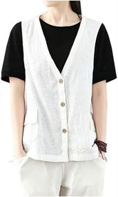 img 4 attached to SCOFEEL Womens Button Sleeveless Blazer Women's Clothing