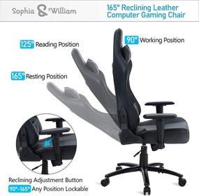 img 3 attached to 🎮 Sophia &amp; William Video Game Chair Reclining High Back, Rocking PU Leather Massage Computer Gaming Chair, Ergonomic Racing Style Office PC Desk Chair for Adults - Black, Load Capacity up to 350 lbs