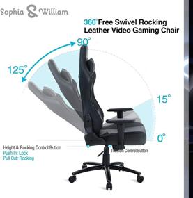 img 2 attached to 🎮 Sophia &amp; William Video Game Chair Reclining High Back, Rocking PU Leather Massage Computer Gaming Chair, Ergonomic Racing Style Office PC Desk Chair for Adults - Black, Load Capacity up to 350 lbs