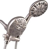 🚿 enhanced shower experience: 5" dual rain & handheld shower heads combo with high pressure spray and hose - brushed nickel finish logo