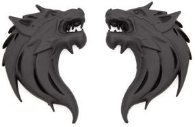 img 2 attached to 🐺 CARRUN 2pcs 3D Wolf Head Metal Emblem: Black Styling Badge for Car Motorcycles - Side Fender and Rear Decal
