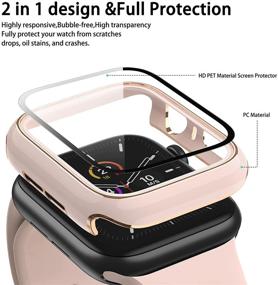 img 3 attached to 🍎 Чехол для Apple Watch Lovrug 2-Pack 40 мм SE/Series 6/5/4 - Ультратонкий бампер с встроенным защитным стеклом для экрана - Полноэкранный защитный чехол для iWatch для женщин и мужчин (розовый/черный)