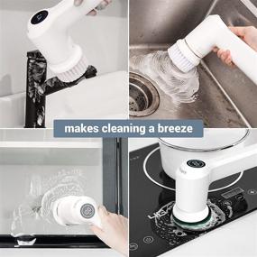 img 3 attached to 🧽 AIRSEE Electric Spin Scrubber: Cordless Power Spinning Brush for Bathroom Cleaning with 6 Replaceable Brush Heads