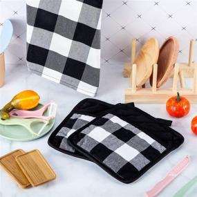 img 3 attached to 🧼 Buffalo Check Dish Towels and Pot Holders - Stylish Plaid Set for Kitchen Cleaning and Cooking (Black and White, 4 Pieces)