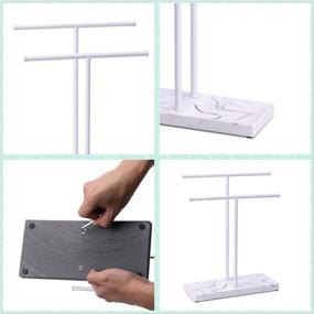 img 1 attached to Free Standing Hand Towel Holder for Bathroom, LKKL Fingertip Towel Rack Stand with Multi-Purpose Base for Kitchen, Vanity, Countertop, Double-T Towel Holder with Soap Tray