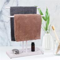 free standing hand towel holder for bathroom, lkkl fingertip towel rack stand with multi-purpose base for kitchen, vanity, countertop, double-t towel holder with soap tray logo