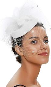 img 1 attached to 🎩 Zivyes Fascinator Hats for Women: Elegant Pillbox Hat with Veil, Headband, and Forked Clip - Perfect Tea Party Headwear