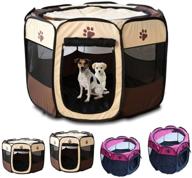 blumoo portable pet playpen - foldable dog playpen for indoor/outdoor exercise - mesh shade cover tent for puppies, dogs, cats, rabbits логотип