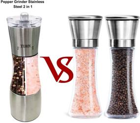 img 3 attached to 2-in-1 Salt Pepper Grinder - Loritada | Refillable Adjustable Spice Mill | Manual Dual Combo for Black Pepper and Rock Salt | Ideal for Family, Parties, and Barbecues
