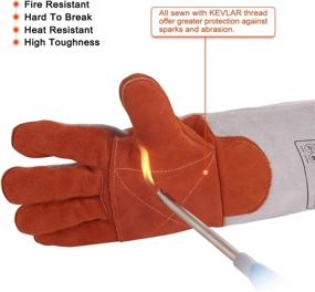 img 2 attached to 🔥 FOOWOO Fireplace Handling Gloves: Reliable Heat Resistance in Orange Grey