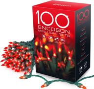 🎄 33ft 100 led encobon red christmas lights – ul certified xmas tree lights for indoor and outdoor decoration - ideal for christmas, halloween, patio, holiday, party, home use логотип