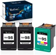 🖨️ valuetoner remanufactured ink cartridge replacement for hp 98 and 95: officejet 150, 100, 6310, photosmart 8050, c4180, c4150, deskjet 460, 5940 printer (2 black, 1 tri-color, 3 pack) logo