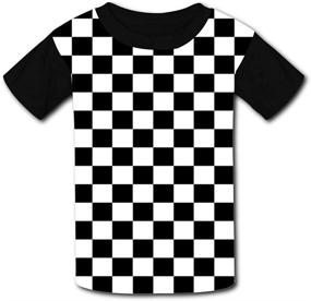 img 1 attached to 👕 Hip & Cool: HAHTUUE Youth Black & White Checkerboard Squares 3D Printed T-Shirts for Trendy Kids