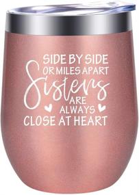 img 4 attached to 12oz Wine Tumbler with Lid - Best Sisters Gifts for Christmas, Birthday, Women - Funny Side by Side or Miles Apart Sisters, Soul Unbiological Sister, Besties, Best Friends - Gift Ideas +