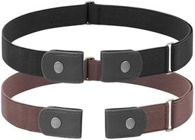 img 4 attached to 👖 Set of 2 No-Buckle Elastic Belts for Women and Men - Adjustable, Comfortable, Invisible Stretch Waist Belts for Jeans, Shorts, and Pants