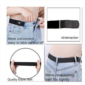img 3 attached to 👖 Set of 2 No-Buckle Elastic Belts for Women and Men - Adjustable, Comfortable, Invisible Stretch Waist Belts for Jeans, Shorts, and Pants