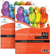 🎨 bellofy painting paper pads - high-quality 5.8 x 8.3 in heavyweight art paper - ideal for acrylic, watercolor, and oil painting - 246 lb / 400 gsm - paint paper pad for kids & artists - 25 sheets / pad - perfect for wet media logo