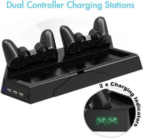 img 1 attached to Kootek PS4 Stand for Slim/Pro/Regular PlayStation 4 - Controller Charger with Cooling Fan & Games Storage - Dual Charging Station and Indicator for DualShock 4 Wireless Controllers