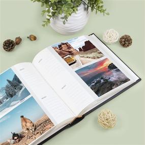 img 3 attached to 🎁 Golden State Art Memo Photo Album - DIY Gift for Family, Wedding & Memories | 4x6 Pictures, 200 Black Pockets | Embossed Basket Weave Design