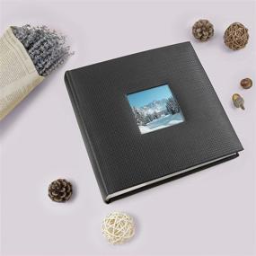 img 1 attached to 🎁 Golden State Art Memo Photo Album - DIY Gift for Family, Wedding & Memories | 4x6 Pictures, 200 Black Pockets | Embossed Basket Weave Design