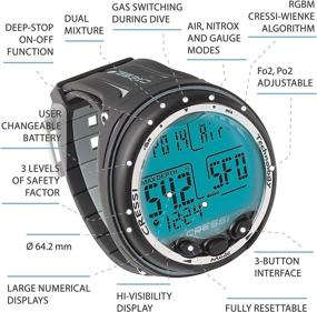 img 4 attached to 🕒 Cressi Giotto Wrist Computer, Black/Blue - Advanced Diving Companion