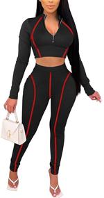 img 4 attached to 👗 XXTAXN Women's Sexy Bodycon Jumpsuit with Long Sleeve Stitching – Perfect for Going Out!