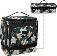 floral toiletry bag for women - large travel hanging organizer with 2-in-1 water-resistant design, hanging hook, and full-sized cosmetic storage container logo