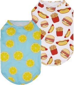 img 1 attached to 🍔 Fitwarm 2-Pack Dog Shirt Set: Hamburger & Lemon Design, Pet Clothes for Puppies, Doggies, and Cats, Breathable Tee Top