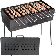 portable stainless steel charcoal grill for 12 skewers - ideal for camping, picnics, and outdoor cooking logo