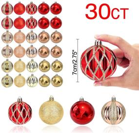 img 3 attached to 🎄 Christmas Balls Ornaments - Set of 30, 6cm, Outdoor/Indoor Christmas Decorations for Home, Christmas Tree, Wreath, Holiday Wedding Party Decor - Three Colors and Four Styles: Red, Gold, and Rose Gold