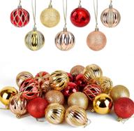 🎄 christmas balls ornaments - set of 30, 6cm, outdoor/indoor christmas decorations for home, christmas tree, wreath, holiday wedding party decor - three colors and four styles: red, gold, and rose gold logo