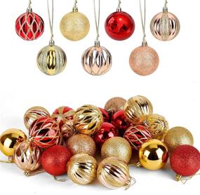 img 4 attached to 🎄 Christmas Balls Ornaments - Set of 30, 6cm, Outdoor/Indoor Christmas Decorations for Home, Christmas Tree, Wreath, Holiday Wedding Party Decor - Three Colors and Four Styles: Red, Gold, and Rose Gold