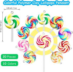 img 1 attached to 🍭 Colorful Candy Pendant Charms for DIY Jewelry Making - 50 Pieces Gummy Bear, Lollipop Shape Polymer Clay Charms