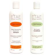 12oz etae carmelux shampoo and conditioner set logo