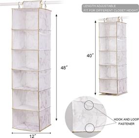 img 3 attached to 🗂️ DAMAHOME 6-Shelf Hanging Closet Organizer with 4 Mesh Side Pockets - Foldable, Roomy, Ideal for Organization and Storage