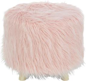 img 3 attached to 🪑 Deco 79 Wood and Faux Fur Foot Stool 19"W, 16"H, Brown/Pink: Stylish and Comfy Accent for Your Living Space