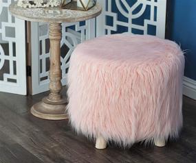 img 1 attached to 🪑 Deco 79 Wood and Faux Fur Foot Stool 19"W, 16"H, Brown/Pink: Stylish and Comfy Accent for Your Living Space