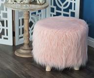 🪑 deco 79 wood and faux fur foot stool 19"w, 16"h, brown/pink: stylish and comfy accent for your living space логотип